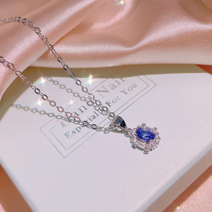Set With Sri Lanka Sapphire Set, Pendant, Stud Earring, Three-Piece Set.