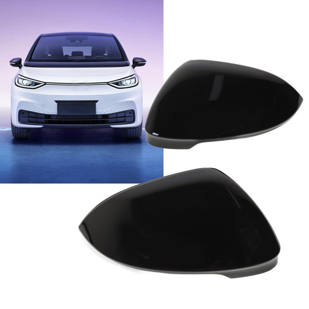 2PCS Rearview Mirror Cover Bright Black Smooth Texture Door Side Mirror Cap Housing Fit For ID3 Mk8 2020+