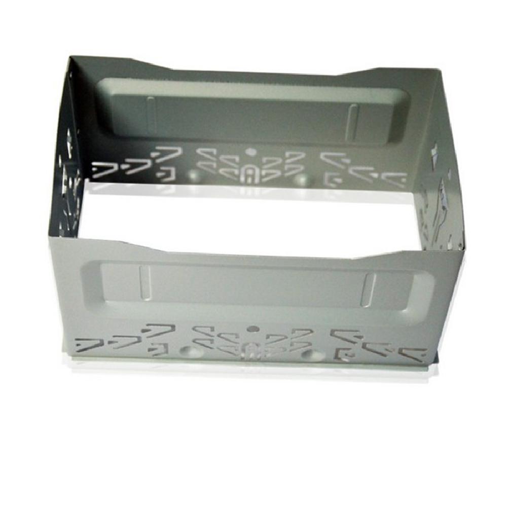 Silver 2Din Universal Metal Car Offroad Stereo Radio Fascia Panel Mounting Frame