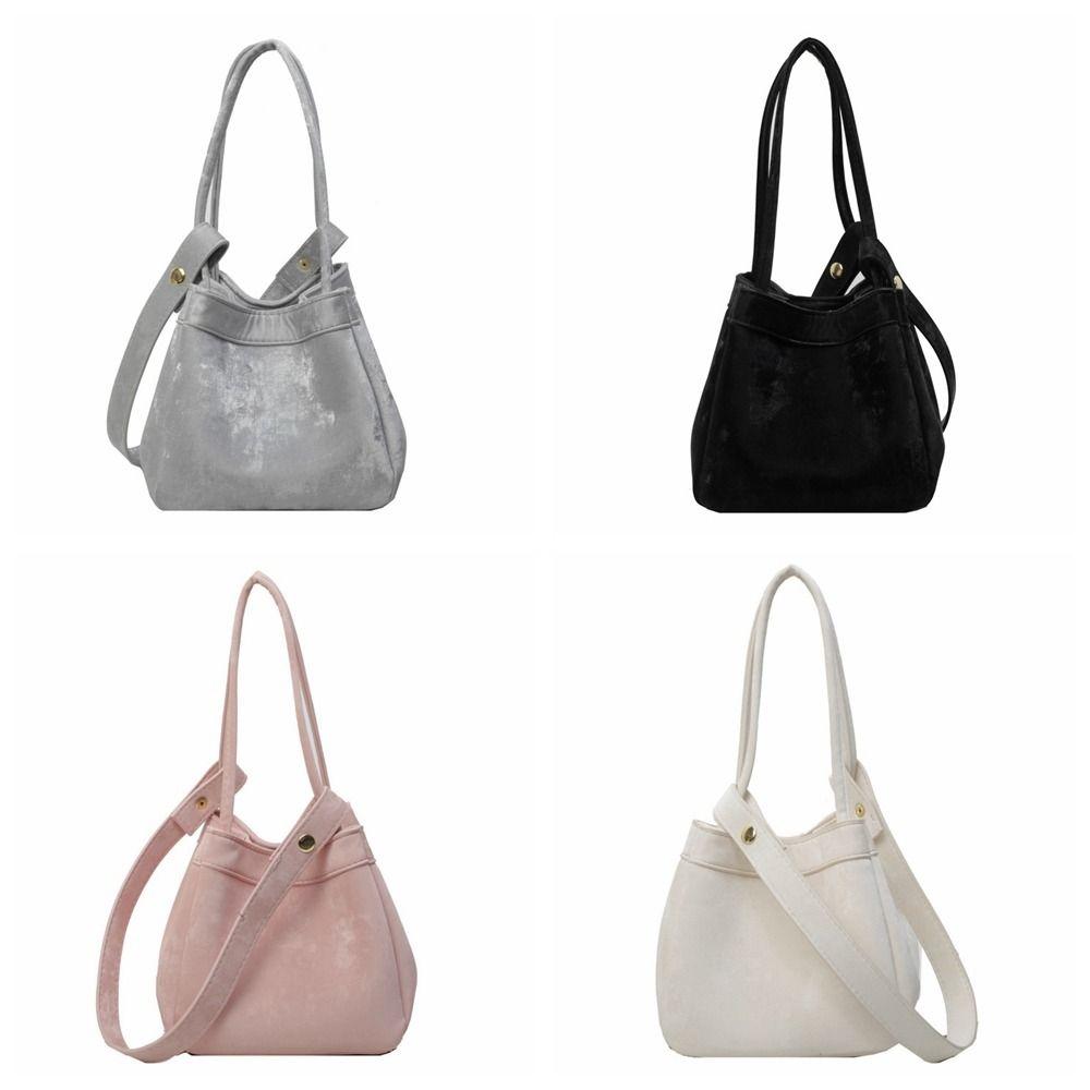 Large Capacity Vegetable Basket Bag Pure Color Shoulder Bag PU Leather Bucket Bag  Lady/Girls