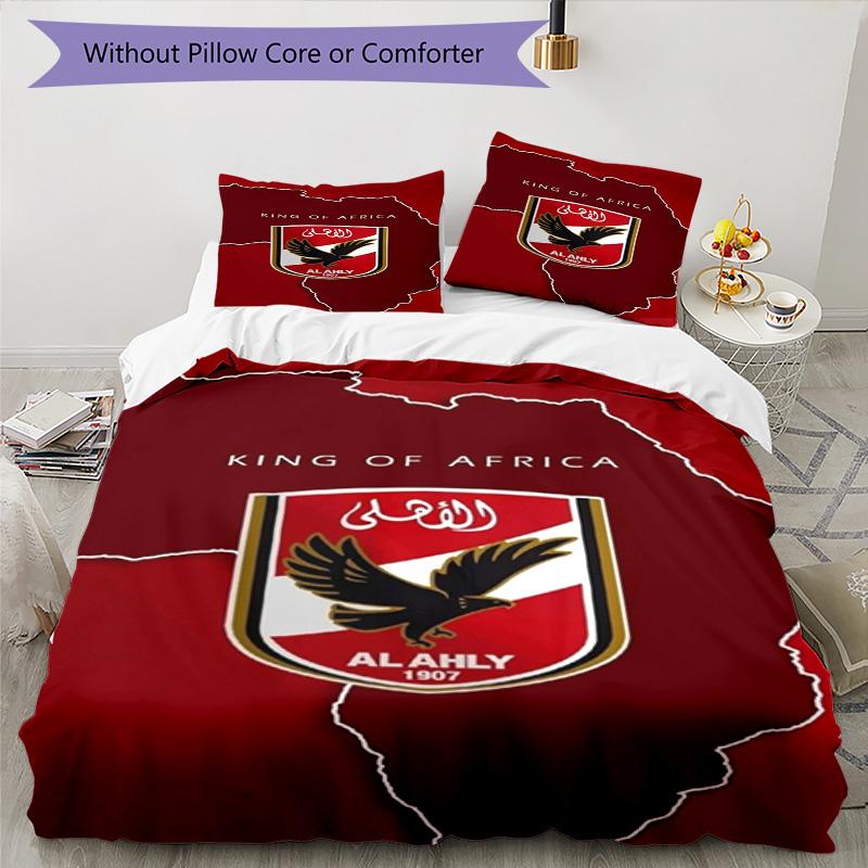 Ahly Football Club Printed Pattern Duvet Cover Set – Includes 1 Duvet Cover and 2 Matching Pillowcases Bedroom Decor Christmas Gifts