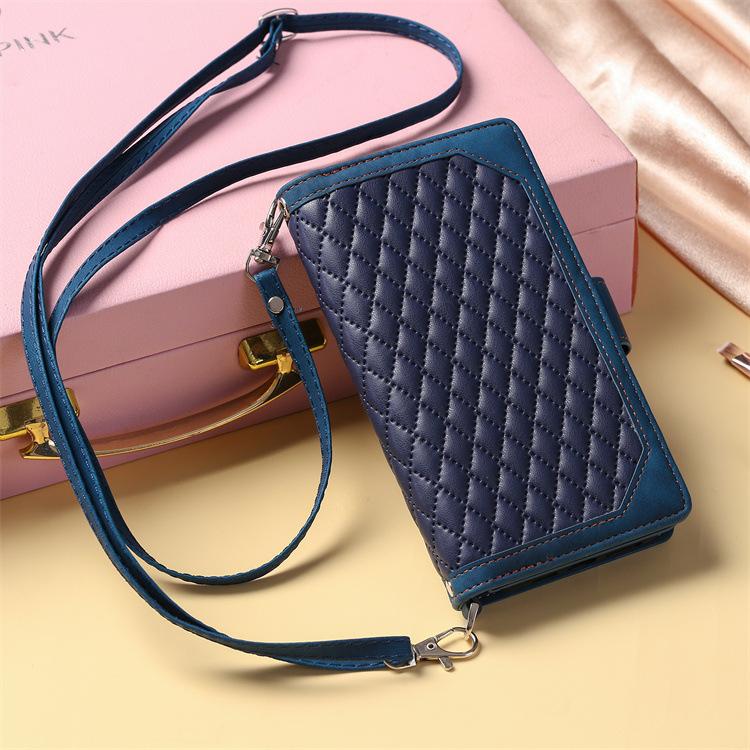 Applicable to Samsung S26 crossbody zipper wallet A27 Xiaoxiangfeng rhombus protective case A15 card holder Google 10A