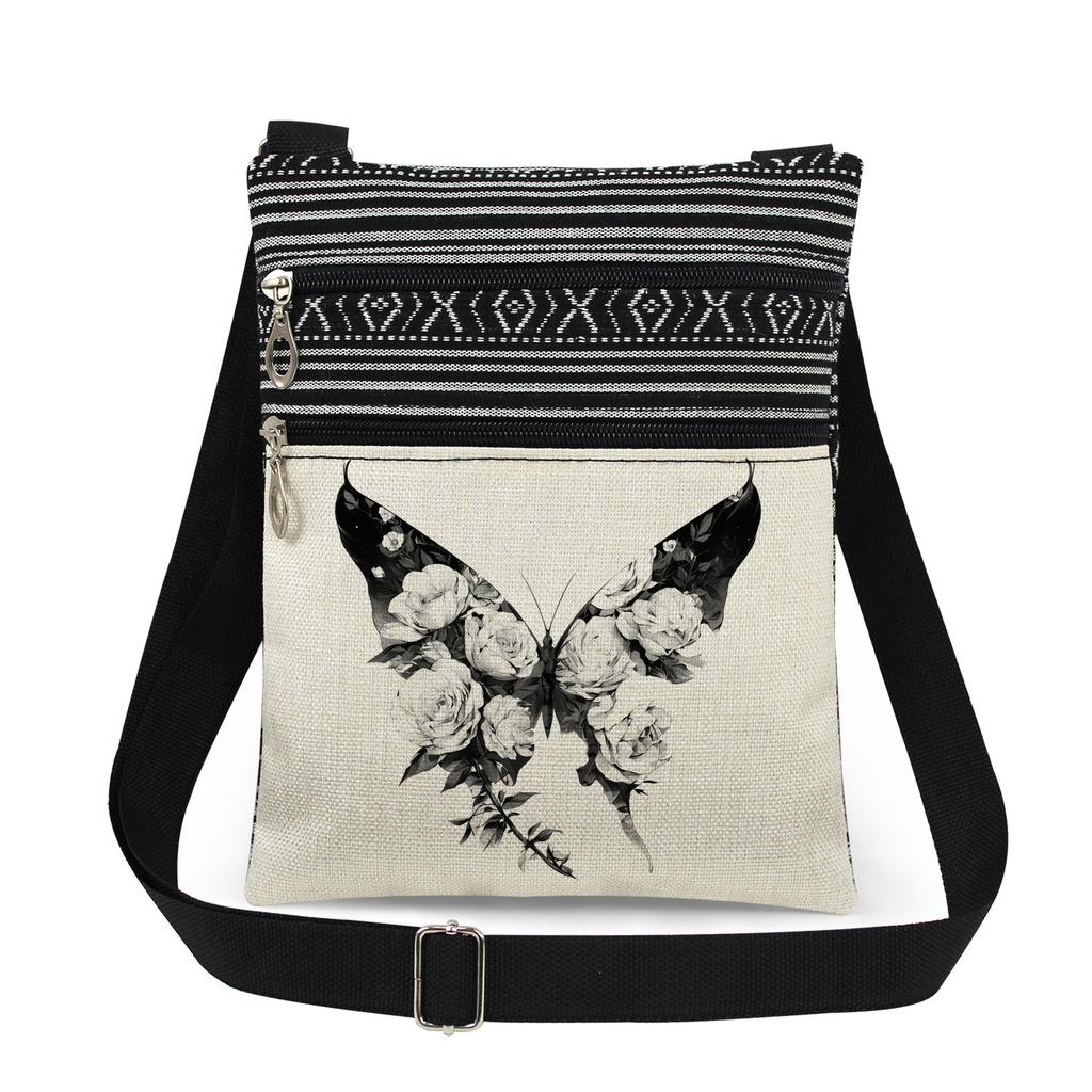 1PC Butterfly Print Tote Bags Women Shoulder Handbags Postman Package 6916