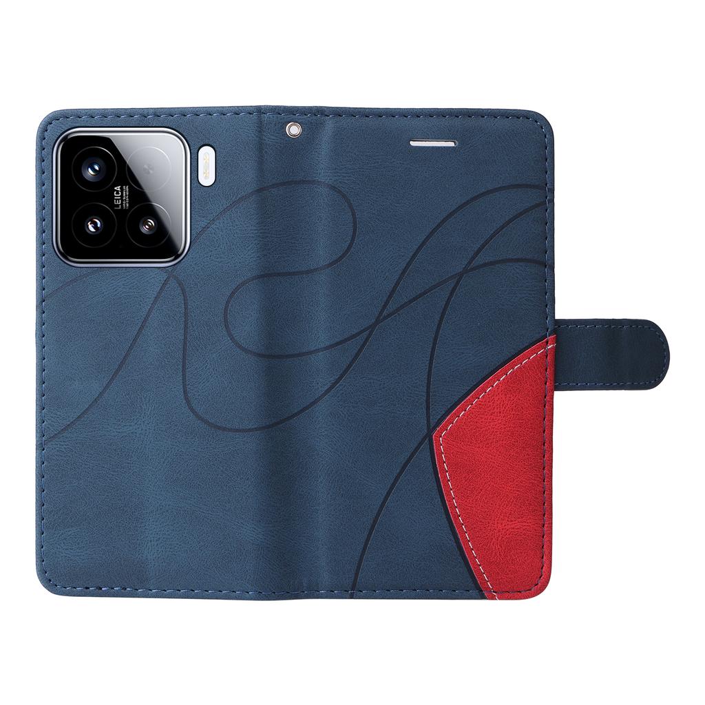 For Xiaomi 15 Leather Phone Case Stand Wallet with Bi-colour Splicing Design