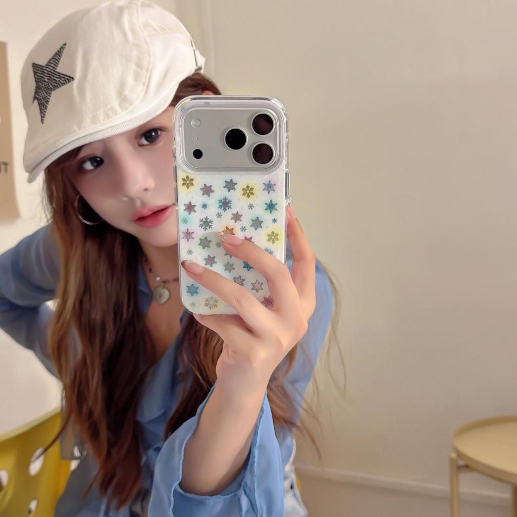 Colorful Snowflakes Full-Screen Protective Case for iPhone 13/14/15/16 Pro Max & Apple 17 Pro - Women's