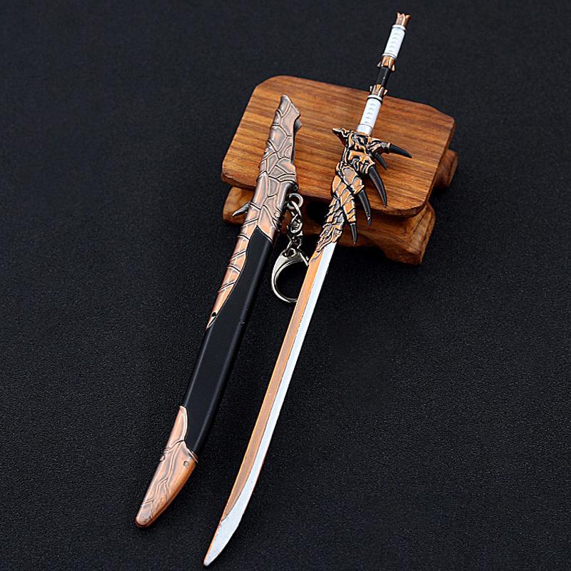 Monster Fantasy Drachenschwert Modell Spielzeug 22cm 8.66inch Zinklegierung Metall Nicht Scharf mit Ausziehbarem Sammler Display Jäger