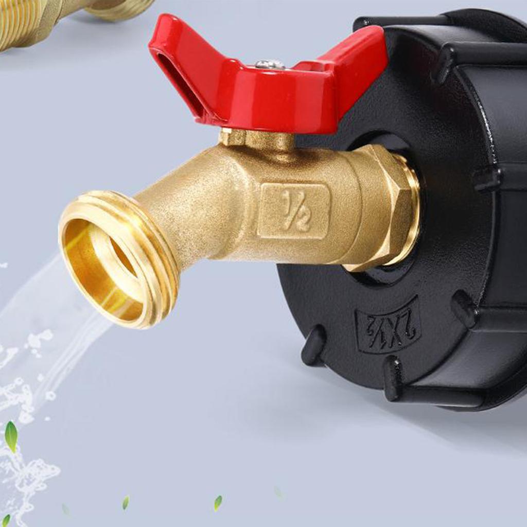 IBC Tote Adapter IBC Tote Fittings Solid Brass Water Shut-Off Valve Faucet with Garden Hose Quick Connectors Set