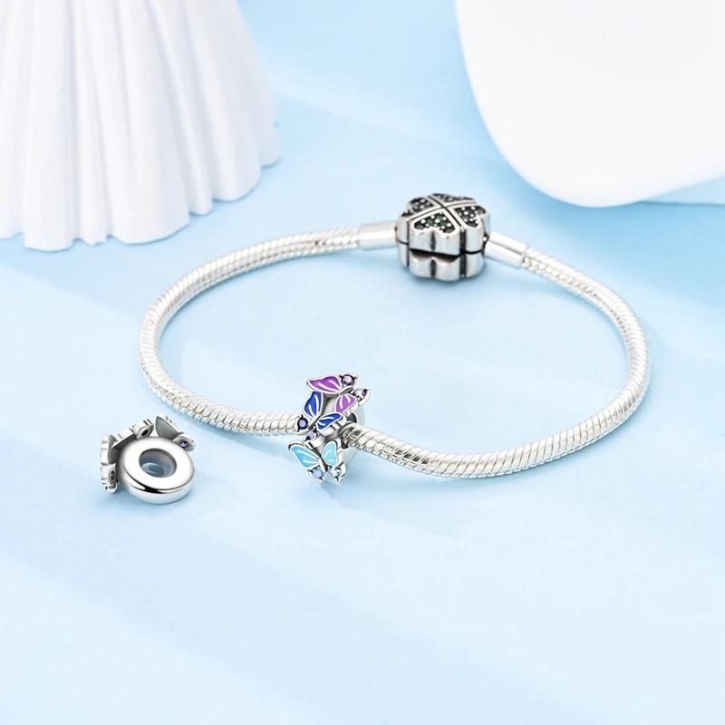 Original Charms Copper Ice Snow Blue Purple Butterfly Beads Fit Platabracelets For Women Jewelry Making Gifts