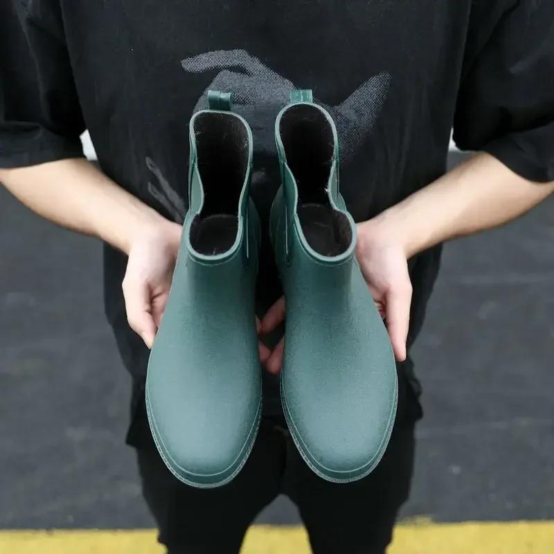 Man Shoes Wear-resistant Non-slip Rain Boots for Men Wellies Loafers Without Lacing Comfortable Low-heel Mud Gum 2024 Rubber New