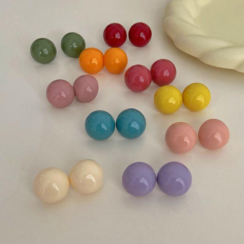 

Macaron Color Retro round Toffee Temperament Wild Ins Minimalist Semicircle Niche Style Silver Needle Ear Studs Earrings 10 pairs (10 colors each pair)