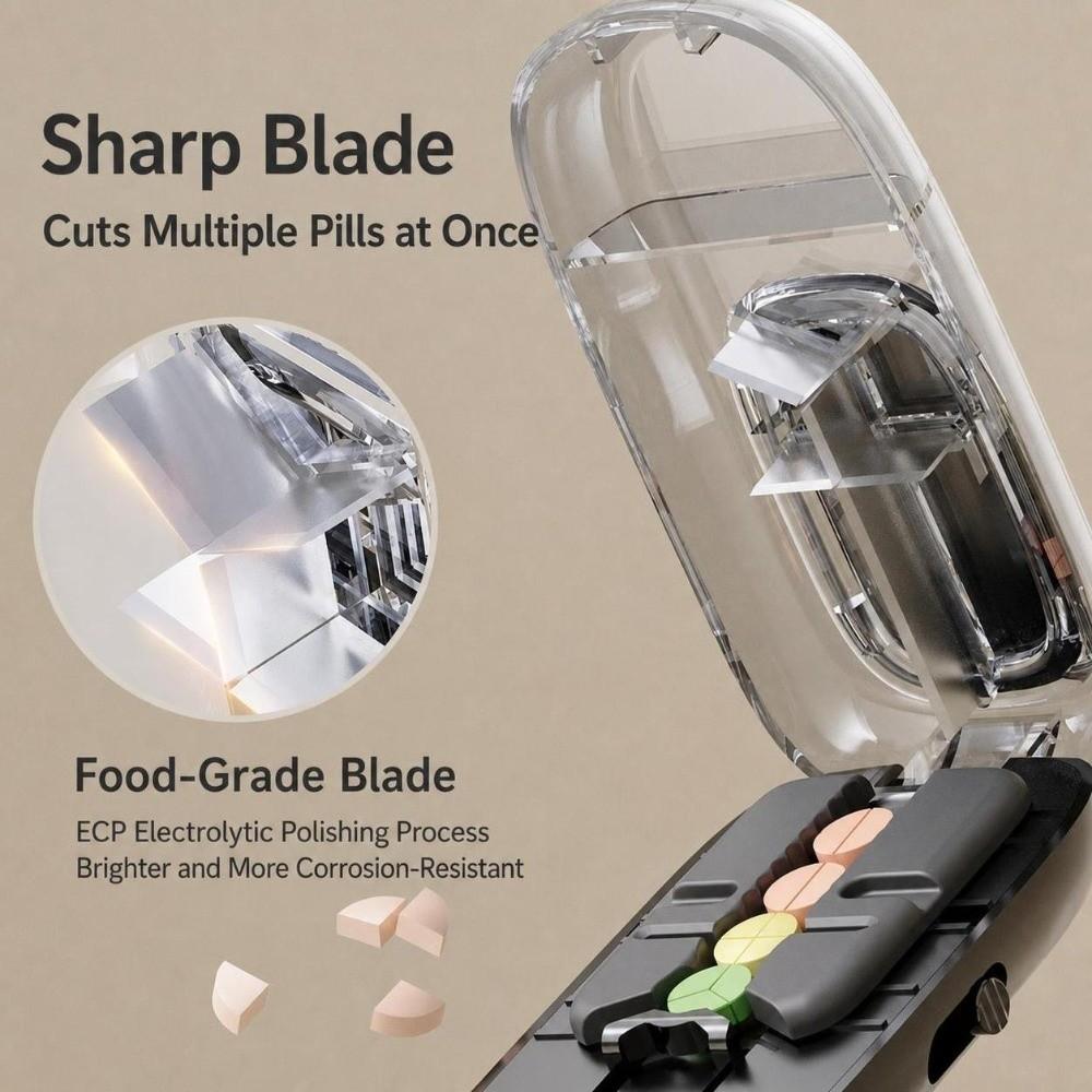 Adjustable Pill Cutter Dustproof Crusher Divider Quartering Pill Divider  for Small or Large Pills