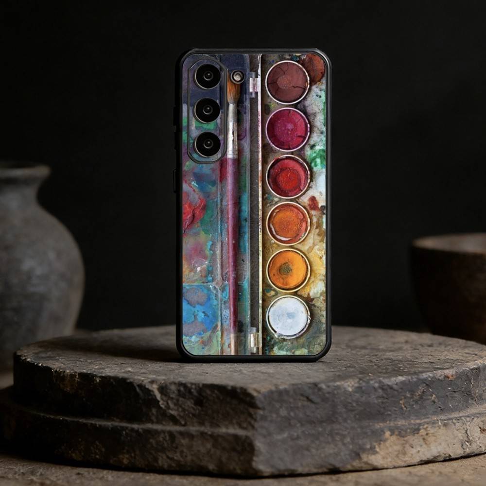 Watercolors Set Paint Palette Phone Case For Samsung Galaxy A20,21s,22,31,32,52,53,72,73,80,91 Soft Black Shell