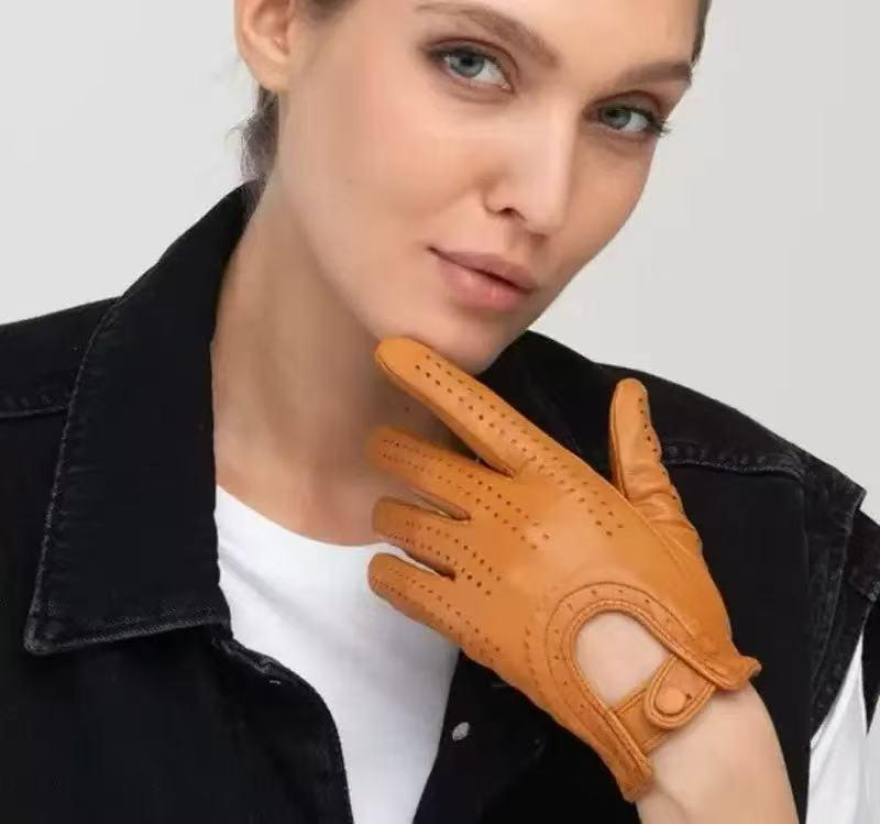 Atmungsaktive Rutschfeste Retro Radfahrer Lederhandschuhe - Echtes Lammfell