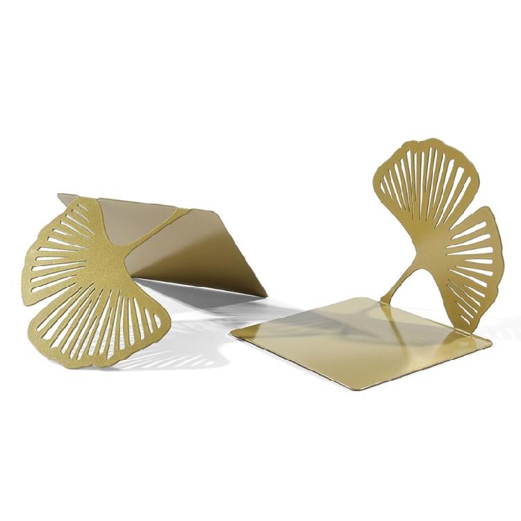 2 szt. Puste podpórki do książek na półki Wytrzymałe metalowe podpórki do książek Podpórki do książek liść ginkgo Podpórki do książek na biurko Dekoracyjny stoper do książek