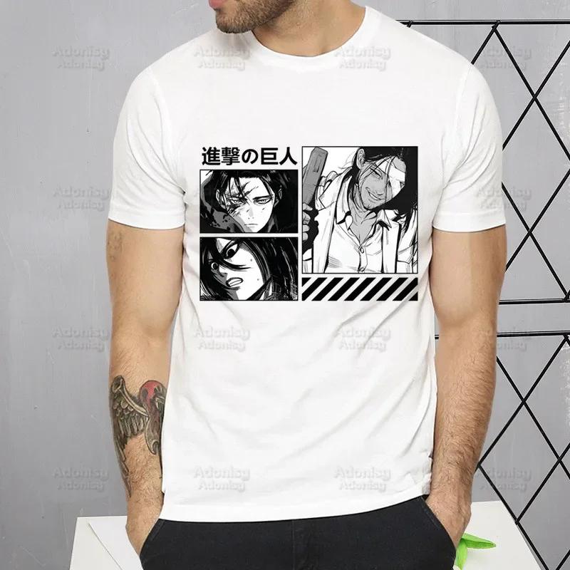Shingeki No Kyojin T Shirt Men Short Sleeve Attack On Titan Tshirt Homme Manga Unisex Mikasa Eren Yeager Liberty T-shirt Tees