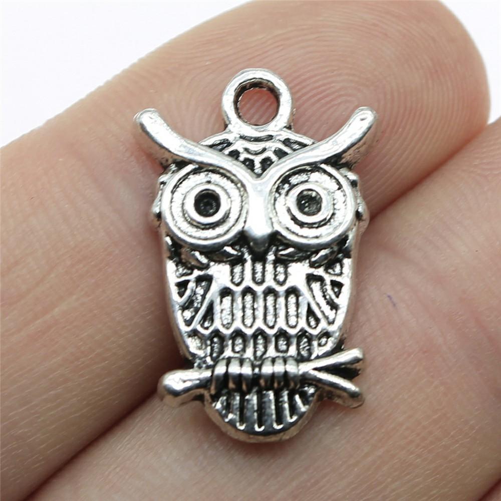 10pcs Charms Owl Antique Silver Color Cute Owl Pendant Charms Small Owl Charms For Jewelry Making