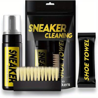 1 Set Schuhputzset für Sneaker, wasserfreier Schaum-Sneaker-Reiniger mit Schuhbürste und Schuhputztuch, funktioniert bei den meisten Schuhen