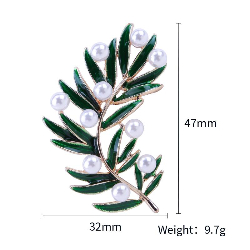 New Fresh Pearl Leaf Brooches Bamboo Enamel Brooch Pins For Women And Men Party Decoration Fashion Jewelry Accessories