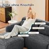 L-shaped 2-seater sofa, soft plush fabric, modular, with cushions. Soft, elastic foam, no assembly required, suitable for small living rooms, Grey