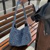 Korean Ins Retro Leopard Print Canvas Bag Fashion Niche Versatile Shoulder Underarm Bag Large Capacity Commuter Tote Bag