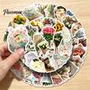 Rose Pattern Stickers 50Pcs Flower Bouquet Decorative Stickers, DIY Scrapbooking Journaling Floral Adhesive Decals Decals, for Water Bottles