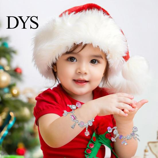 Silver Chain Bracelet Kit DIY Advent Calendar 2025 Making Christmas Charm Beads Countdown Winter Themed Charms Jewelry for Adults Women Teens