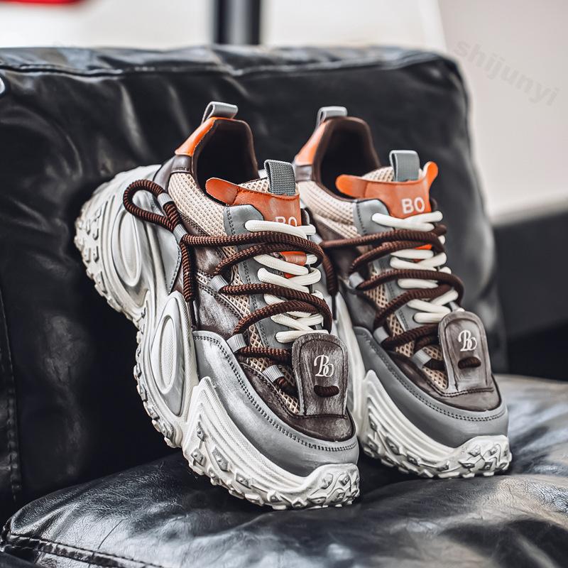 Mode 2025 Sommer Neuer Stil Lässige Sportschuhe für Herren Bequemer Modetrend Schuhe mit dicker Sohle Rutschfest Schnürschuhe Klobige Sneaker