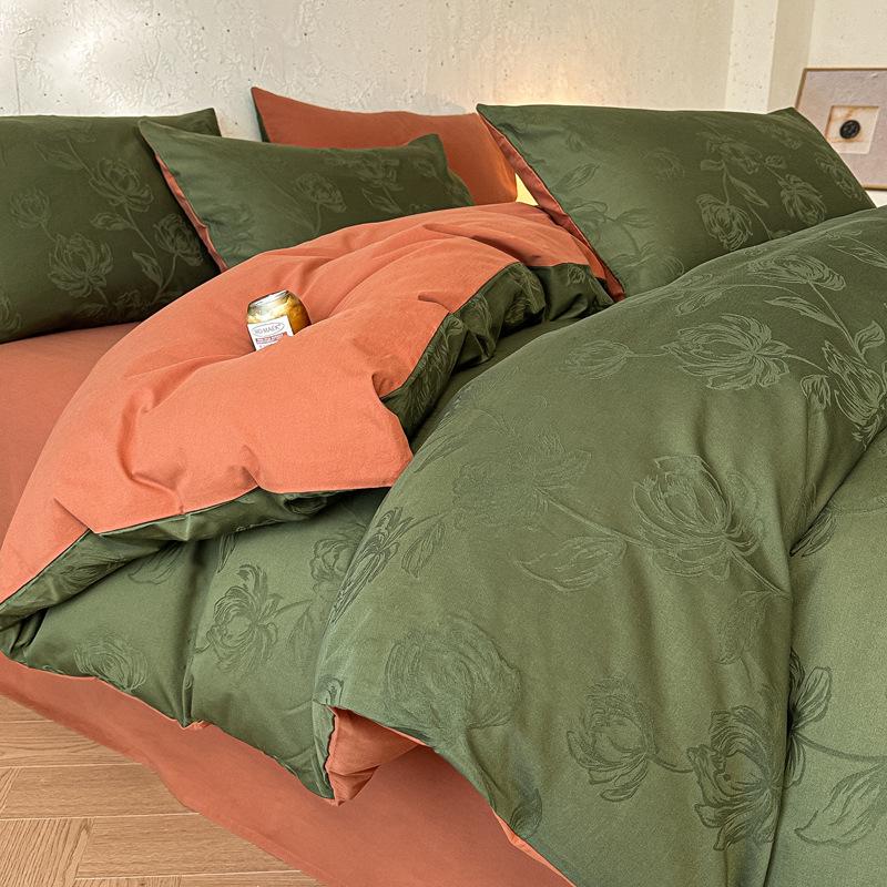 Class A Cotton Embossed Jacquard Brushed Dormitory Bedding Set - 3 Piece