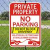 2 Pack Large No Parking Sign, Private Property Sign, Do Not Block Driveway Sign,Violators Will Be Towed Away at Vehicle Owner's Expense, 18" x 12"