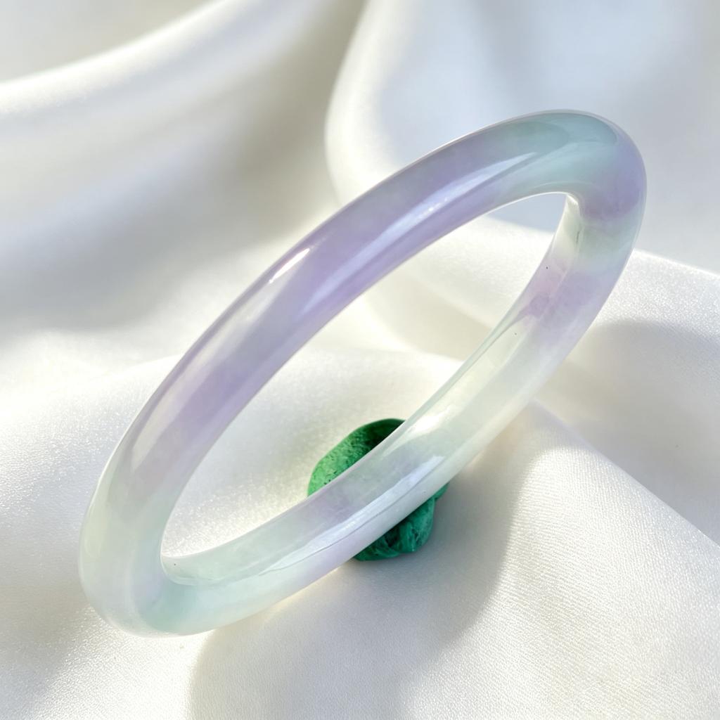 Certified Natural Lavender Jadeite Bangle Genuine Round Bracelet for Kids Fashion Jewelry Gift