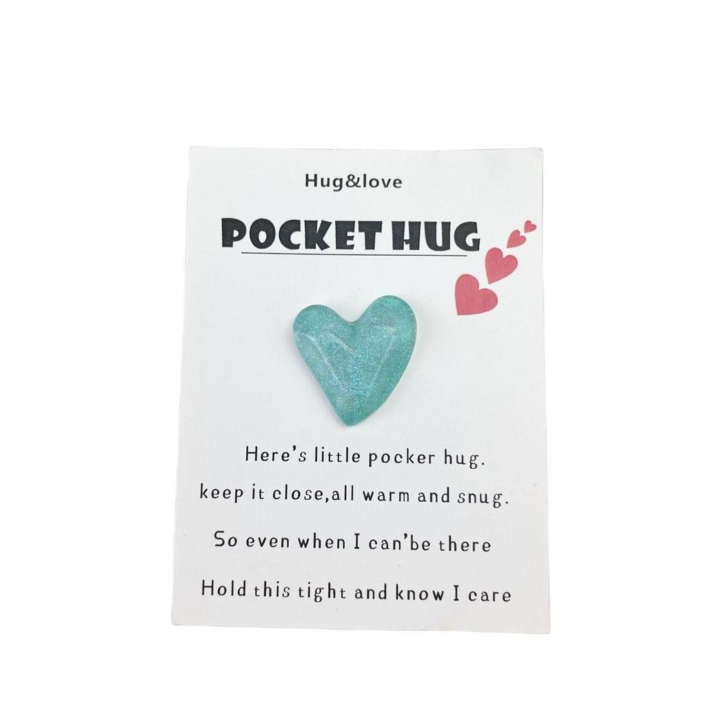 Cute Resin Colored Floral Heart Shaped Pocket Blessing Card