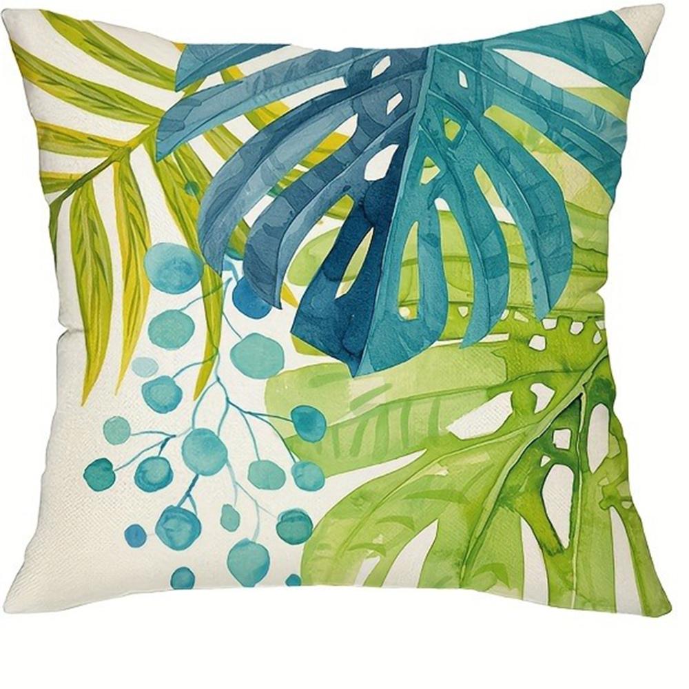 

Tropical plant leaf pattern printed pillowcase, SWEET HOME design, room decoration cushion cover living room sofa cushion cover 16x16in 40x40cm
