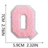 Roaring Sky A-Z Pink Chenille Embroidery Patch: 7cm Iron-on Sticker for Bags