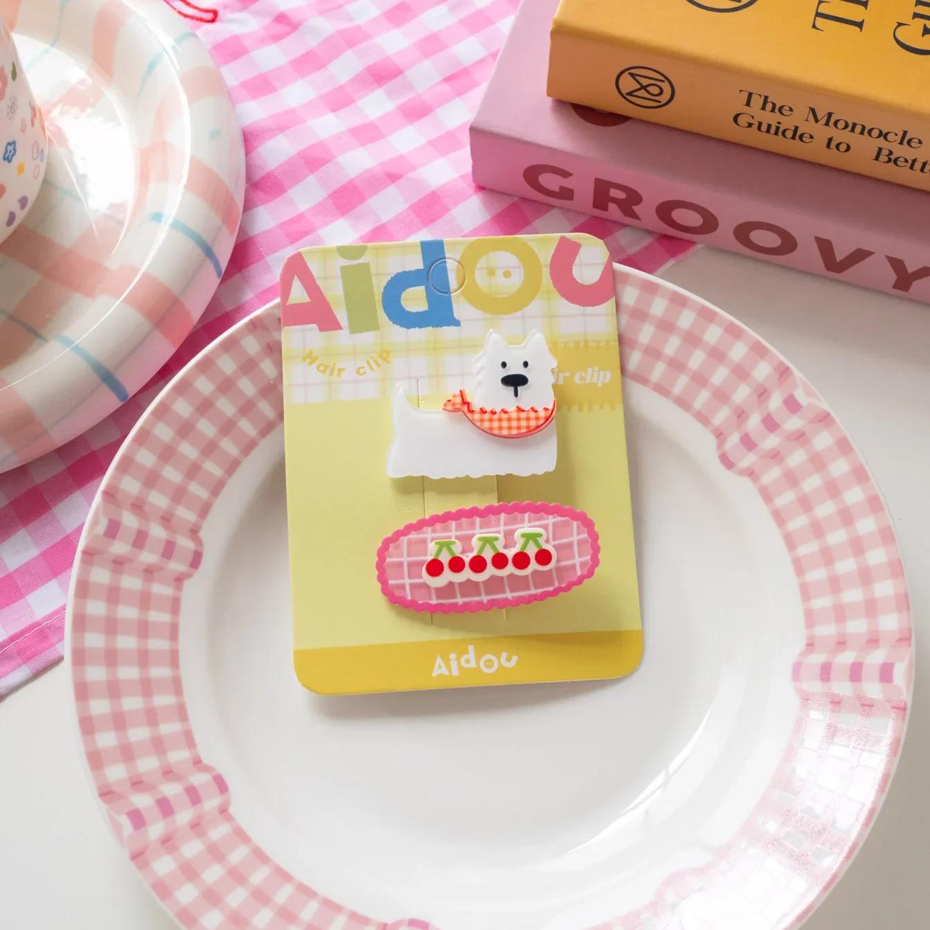 

2 шт. заколки для волос с изображением мультяшного кролика для детей, цветные акриловые забавные заколки для волос в виде животных, аксессуары для волос для девочек