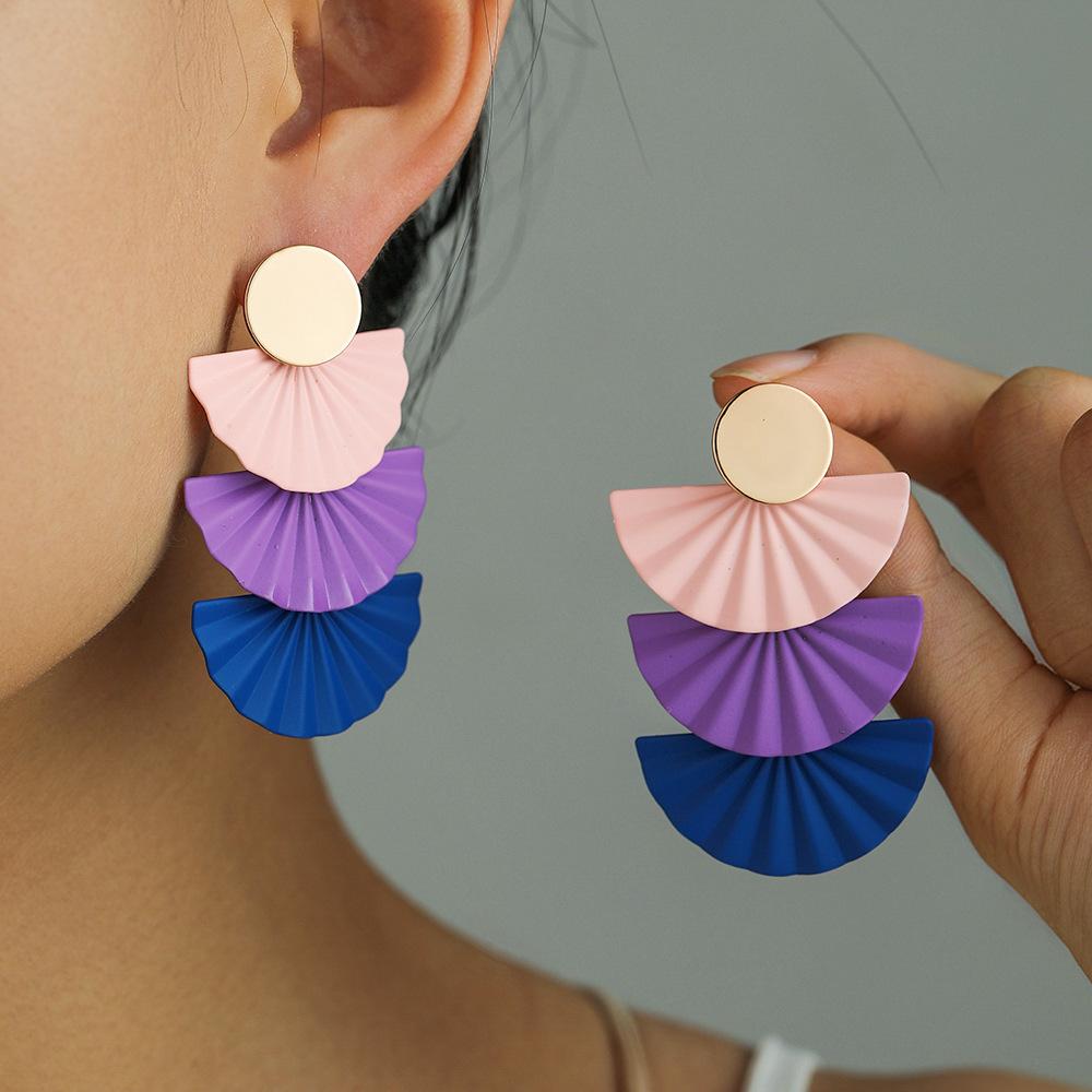 

Holiday style contrast color long earrings фіолетовий