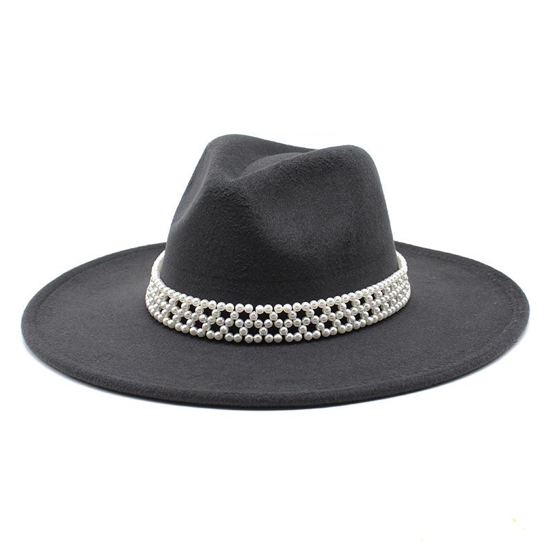 Hepburn Woolen Jazz Top Hat For Men And Women Casual 9.5Cm Big Edge Jazz Hat Felt Hat
