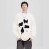 Men's Cartoon Cat Mohair Winter Sweater: American Style Loose Casual Round Neck Knitwear Cardigan
