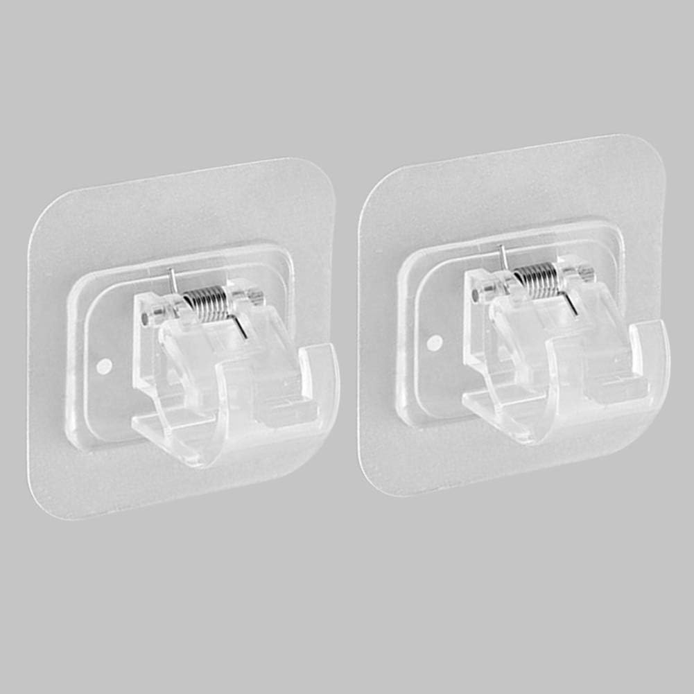 Curtain Rod Bracket, Transparent Self Adhesive Curtain Rod Towel Rod Holder Drapery Hook, Strong Load Rail Rack Brackets & Fixings for Kitchen