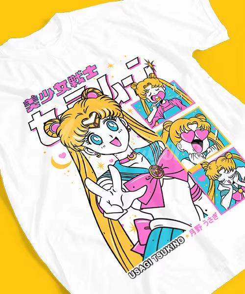 Summer New Sailor Moon Series Pure Cotton Tshirts Family Version Adult Soft Short Sleeves 2026 New Unisexs and Womens 2XL