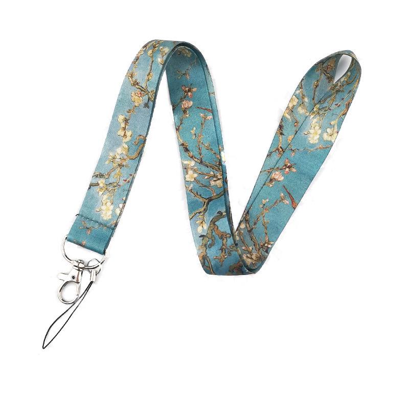 Van Gogh Sternennacht & Sonnenblumen Beidseitiges Polyester-Halsband mit Anti-Verlust-Funktion für Handy und Schlüssel.