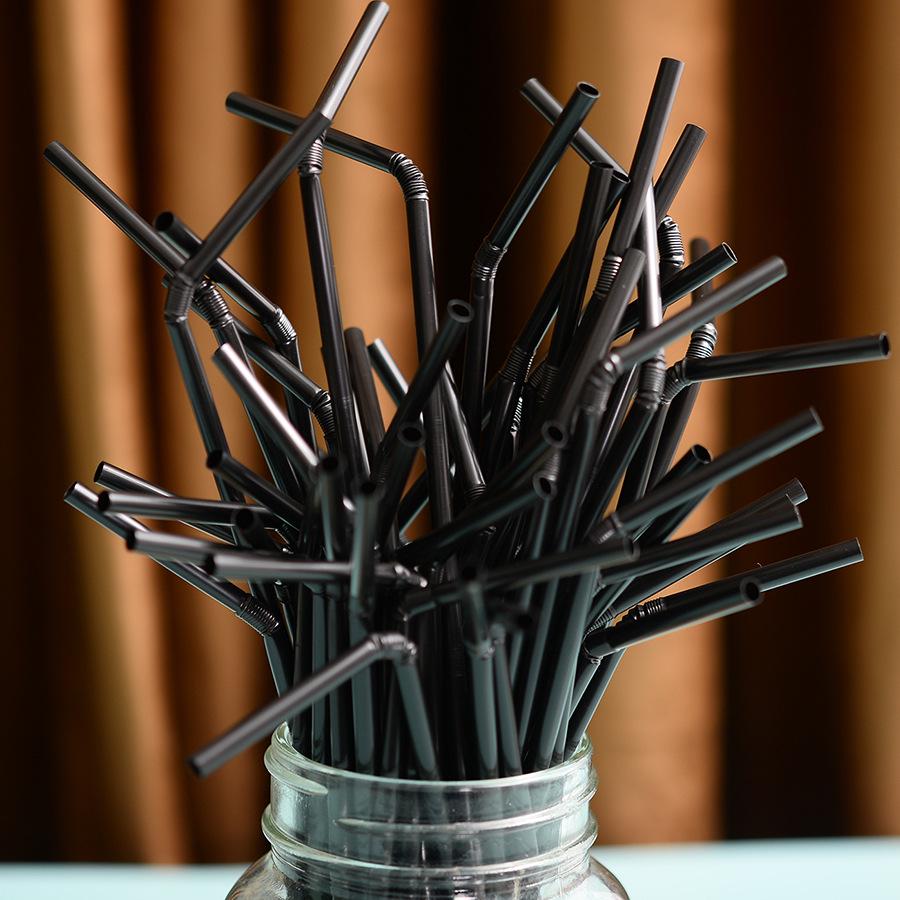 Individually Wrapped Black, White, Transparent, and Colored Disposable Plastic Straws