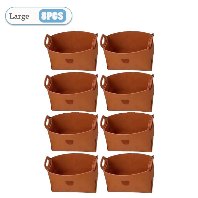 1-8PCS Bear Felt Storage Basket Snacks Toys Storage Basket Large Capacity Foldable Clothes Organizer Desktop Sundry Organizer
