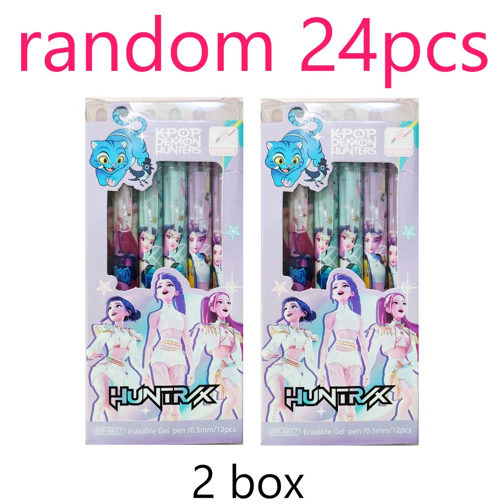 Cute High-Value  Press Erasable Pens Kpop Demon Hunters 0.5mm Gel Pens Creative Student School Stationery Supplies