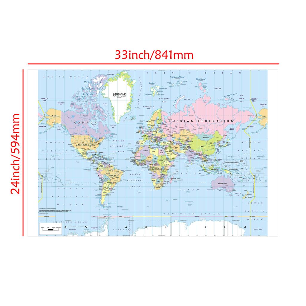 Die Politische Weltkarte mit Details Malerei Wandkunst Poster Heimdekor Kinder Schulbedarf Dekorative Hängebild