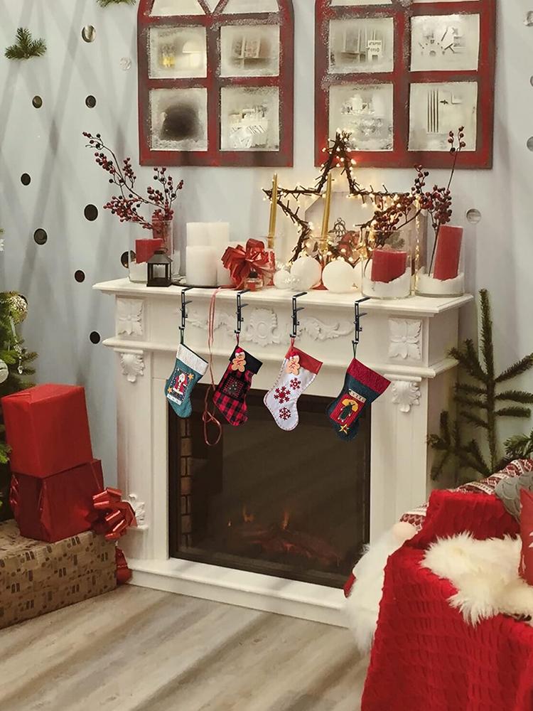 Metal Fireplace Garland Hanger with 2 Metal Hooks Mantel Hanger No Drill Display Hanger No Slip for Fireplace Garland Vine Desk