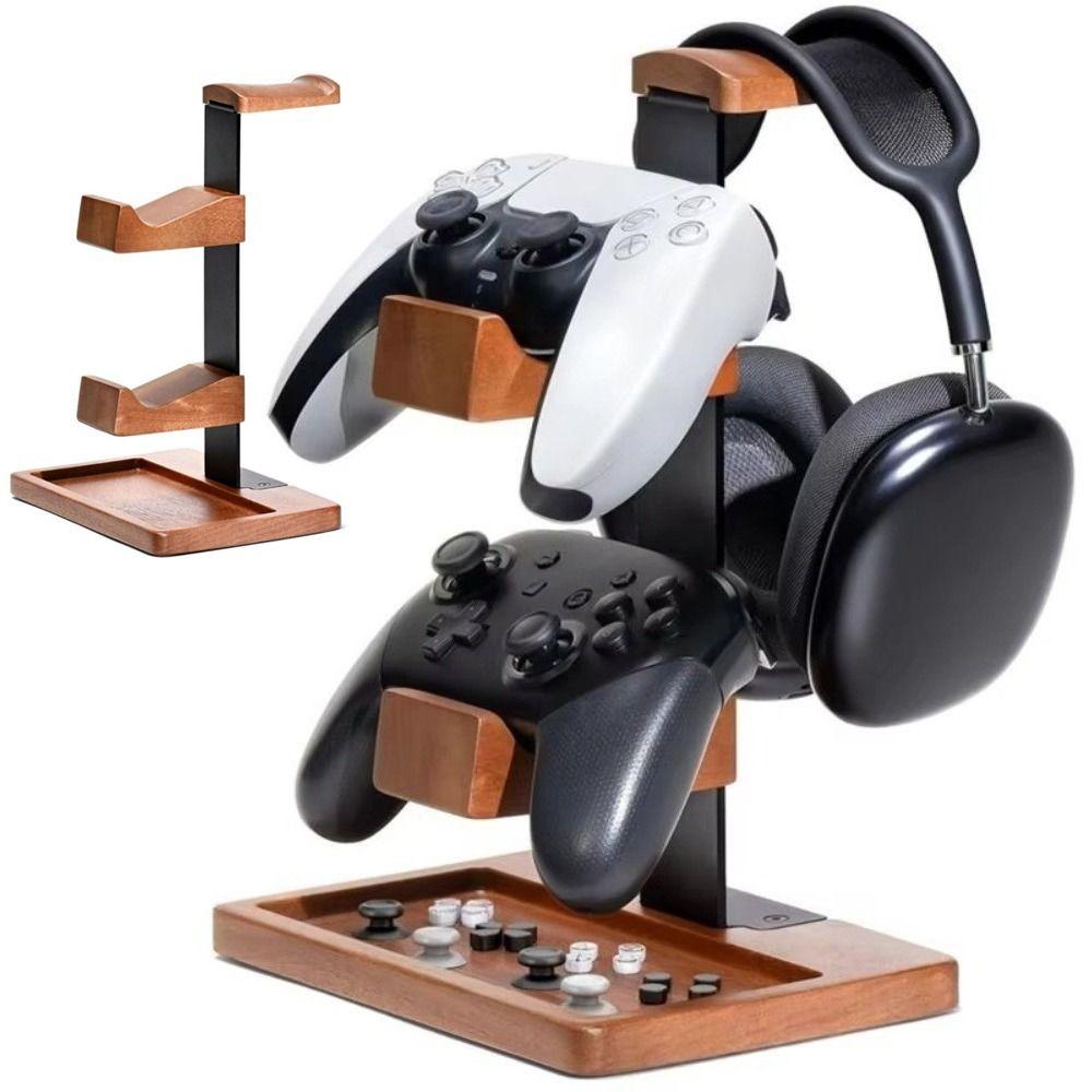 Stable Gaming Headset Stand Wood Controller Display Stand Desktop Decoration