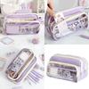 Large Transparent School Bag Case With Reinforced Canvas Material Multiple Pen Slots Compact Carry Students Adults