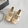 Inner height increase single shoes women's 2025 spring new Korean version grandma shoes elastic band word with bow Mary Jane shoes