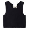 Women Knitted Vest Round Neck Sleeveless Crop Tank Bow Tie Decor Hollow
