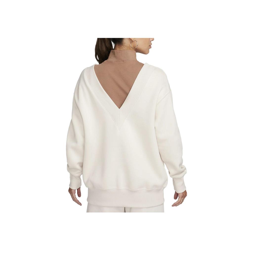 Nike Loose Fit Color Block Mock Layer Long Sleeve Sweatshirt Women Sweatshirt White FB8318-104